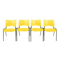 Kit com 4 Cadeiras Iso turim plastica Igreja Recepção Escola amarela Kit com 4 Cadeiras Iso turim plastica Igreja Recepção Escola amarela
