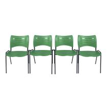 Kit com 4 Cadeiras Iso turim plastica Igreja Recepção Escola Verde