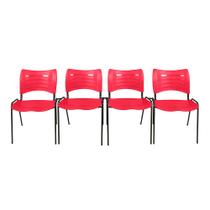 Kit com 4 Cadeiras Iso turim plastica Igreja Recepção Escola Vermelha