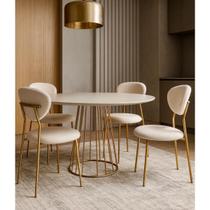 Kit com 4 Cadeiras Lívia com Estrutura em Aço Dourado Exclusiva Kit com 4 Cadeiras Lívia com Estrutura em Aço Dourado Exclusiva