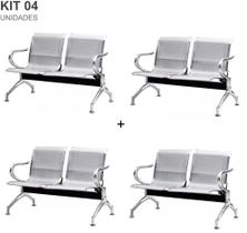 Kit com 4 Cadeiras Longarina Aeroporto Cromada 2 Lugares Kit com 4 Cadeiras Longarina Aeroporto Cromada 2 Lugares