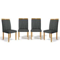 Kit Com 4 Cadeiras Maiara Madeira Maciça Estofadas Para Mesa De Jantar Linho Chumbo 406 Kit Com 4 Cadeiras Maiara Madeira Maciça Estofadas Para Mesa De Jantar Linho Chumbo 406