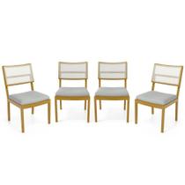 Kit Com 4 Cadeiras Milena Madeira Maciça Assentos Estofados Encostos De Tela Sintética Linho Cinza 407 Kit Com 4 Cadeiras Milena Madeira Maciça Assentos Estofados Encostos De Tela Sintética Linho Cinza 407