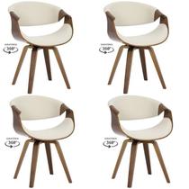 Kit com 4 Cadeiras Nicole Giratória para Sala de Jantar Bege/Creme Kit com 4 Cadeiras Nicole Giratória para Sala de Jantar Bege/Creme