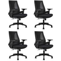 Kit com 4 Cadeiras Office Diretor Toledo com Braços 3D NR17