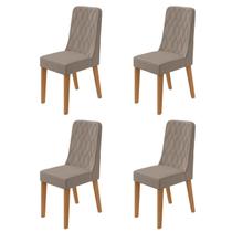 Kit com 4 Cadeiras para Sala de Jantar Estofadas Luar Marrom/Amendoa/Animale Bege