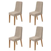 Kit com 4 Cadeiras para Sala de Jantar Estofadas Luar Marrom/Amendoa/Rinzai Bege Kit com 4 Cadeiras para Sala de Jantar Estofadas Luar Marrom/Amendoa/Rinzai Bege