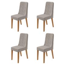 Kit com 4 Cadeiras para Sala de Jantar Estofadas Luar