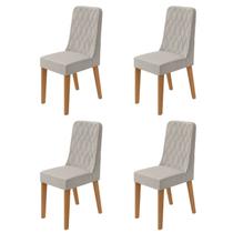 Kit com 4 Cadeiras para Sala de Jantar Estofadas Luar