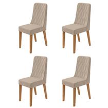 Kit com 4 Cadeiras para Sala de Jantar Estofadas Luar