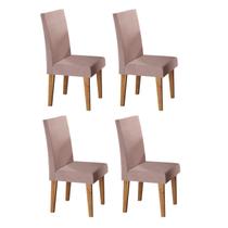 Kit com 4 Cadeiras para Sala de Jantar MDP/MDF Wallace Rosa/Veludo