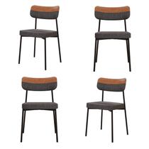 Kit com 4 Cadeiras para Sala de Jantar Mona Yescasa Cinza/Grafite Corriente/Caramelo Kit com 4 Cadeiras para Sala de Jantar Mona Yescasa Cinza/Grafite Corriente/Caramelo