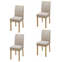 Kit com 4 Cadeiras para Sala de Jantar para Sala de Jantar Pés Madeira Maciça Jade Bege/Amêndoa Clean/Marrome Creme