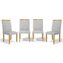 Kit Com 4 Cadeiras Sara Madeira Maciça Estofadas Para Mesa De Jantar