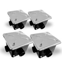 kit com 4 Caixas de Passagem em Abs com Tampa Inox Marol