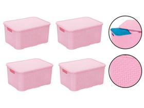 Kit Com 4 Caixas Organizadoras com tampa Rattan 3,5 Litros Monte Libano
