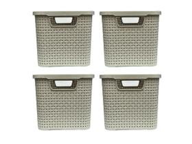 Kit Com 4 Caixas Organizadoras com tampa Rattan 3,5 Litros Monte Libano