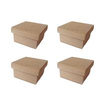 Kit com 4 Caixinhas Tampa de Sapato 6x6x5cm MDF - Caramarela