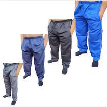 Kit Com 4 Calça Tactel Básica Masculina 3 Bolsos