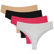 Kit Com 4 Calcinha Corte Laser Tanga Sortidas A43