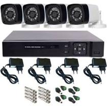 KIT com 4 câmeras de segurança com instalação 720p visão noturna.