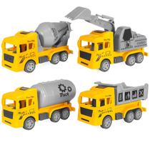 Kit com 4 Caminhões de Construção de Fricção Canteiro de Obras