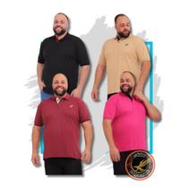 kit com 4 camisas gola polo piquet plus size com bordado robles G1/G2/G3 polo Robles