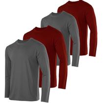 Kit com 4 Camisetas Algodão Manga Longa Masculinas Slim Fitness