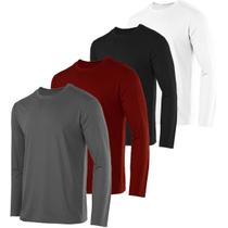 Kit com 4 Camisetas Algodão Manga Longa Masculinas Slim Fitness Kit com 4 Camisetas Algodão Manga Longa Masculinas Slim Fitness