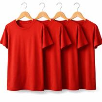Kit com 4 Camisetas Básicas Vermelhas em Poliviscose