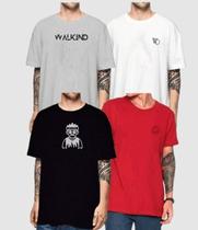 Kit com 4 camisetas walkind Wd/Smilie/Blaricka/Swag