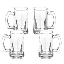 Kit com 4 Caneca De Vidro Temperado Cerveja Chopp 370ml Drinks Bar Festas