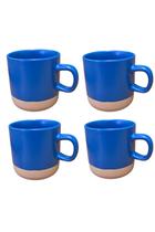 Kit com 4 Canecas de Cerâmica Azul 350ML - Estilo Moderno e Confortavel