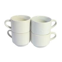 Kit com 4 Canecas de Porcelana Branca 200ml