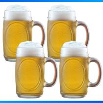 Kit Com 4 Canecas De Vidro Chopp Cerveja Bar Restaurante Padaria 360 Ml