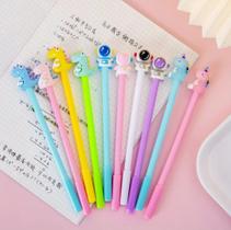 Kit com 4 canetas fofas de gel Astronauta e Dino