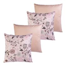 Kit com 4 capas de almofada 45x45 pássaro rosa Kit com 4 capas de almofada 45x45 pássaro rosa