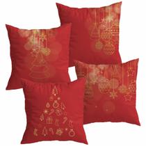 Kit com 4 Capas de Almofada Natalina 45x45cm Decorativa para Sofá, Sala e Quarto