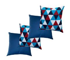 Kit com 4 capas de almofadas 45x45 geométrico azul Kit com 4 capas de almofadas 45x45 geométrico azul