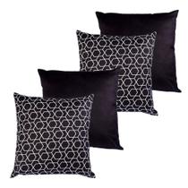 Kit com 4 capas de almofadas 45x45 geométrico preto