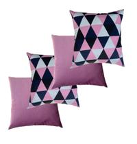 Kit com 4 capas de almofadas 45x45 geométrico rosa Kit com 4 capas de almofadas 45x45 geométrico rosa