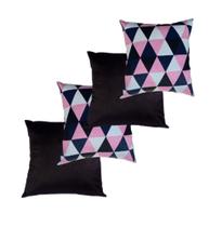 Kit com 4 capas de almofadas 45x45 geométrico rosa