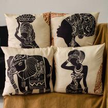 Kit com 4 Capas de Almofadas Africana Amarelo 45x45