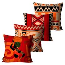 Kit com 4 Capas de Almofadas Africanas Colorido 45x45