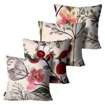 Kit com 4 Capas de Almofadas Borboleta Bege 45x45 Kit com 4 Capas de Almofadas Borboleta Bege 45x45