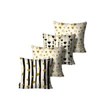 Kit com 4 Capas de Almofadas Decorativas Corações Off White Kit com 4 Capas de Almofadas Decorativas Corações Off White