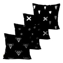 Kit com 4 Capas de Almofadas Decorativas Diamantes Brancos Kit com 4 Capas de Almofadas Decorativas Diamantes Brancos