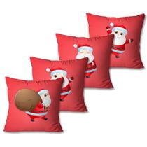 Kit com 4 Capas de Almofadas Decorativas Natal Noel Vermelho