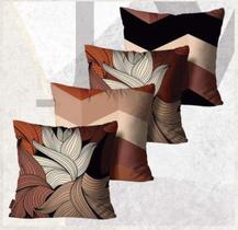 Kit Com 4 Capas de Almofadas Folhas Abstratas Terracota Kit Com 4 Capas de Almofadas Folhas Abstratas Terracota