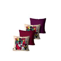 Kit com 4 Capas de Almofadas Mdecore Cats Creme 45x45